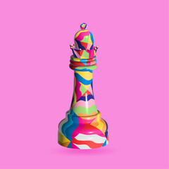 Queen Chess Pieces 3d colorful