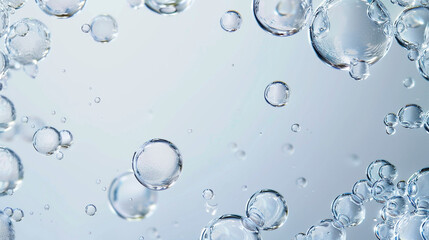 Close-up of white transparent drops of liquid bubbles molecules isolated - obrazy, fototapety, plakaty