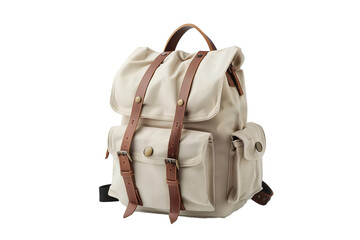 A chic white backpack with exquisite brown straps, exuding a sense of sophistication and style