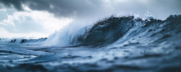 Powerful Ocean Wave Cresting with Spray