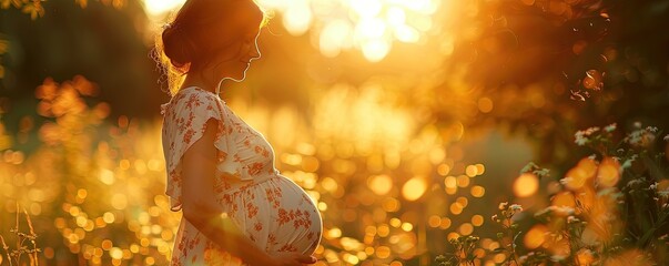 Obraz premium Pregnant woman and sunlight.