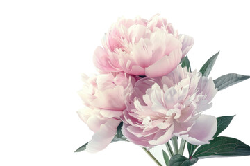A beautiful bouquet of delicate pink flowers gracefully arranged on a pristine white background