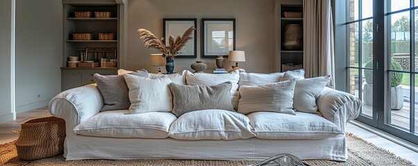 Product placement showroom with neutral home decor