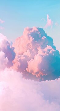 clouds in a pink and blue sky. Dreamy sky landscape for wallpaper and background use. Aerial cloud view with copy space