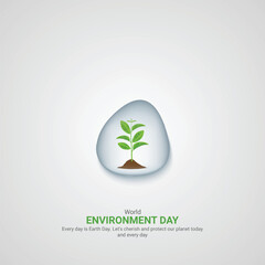 World environment day. World environment day creative ads. June 5  poster, banner vector illustration . 3D