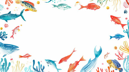 Fototapeta premium Fishing background graphic template