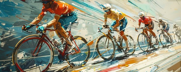 Racing cyclists crop of bicycle - obrazy, fototapety, plakaty