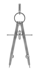 Drawing compass isolated on transparent background. 3D illustration