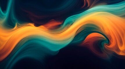 Brightly swirling orange and blue shapes on dark star-speckled backdrop