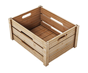 Wooden crate isolated on transparent background. 3D illustration