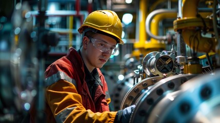 Energy engineers work to harness cleaner and more efficient ways of generating power. Energy engineering concept. Generative ai