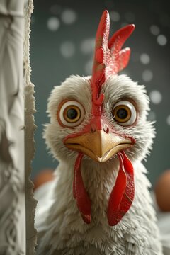 A cartoon character of a chicken . 3d illustration