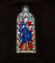 Stained glass window of St Phillip in the church of St Mary Magdalene in the village of Boddington...