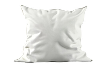 A plush white pillow resting peacefully on a smooth white background