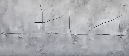 A detailed closeup of a grey concrete wall with cracks resembling a twiglike pattern, creating an intricate artwork on the surface - obrazy, fototapety, plakaty