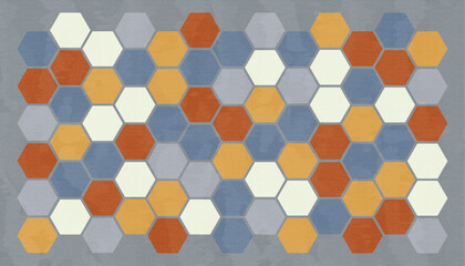 retro pop abstract graphic background image, 16:9 widescreen hexagon patterned wallpaper / backdrop	