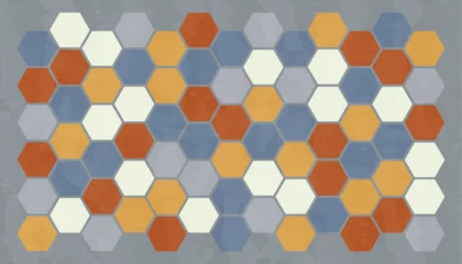 Fotobehang retro pop abstract graphic background image, 16:9 widescreen hexagon patterned wallpaper / backdrop  © J