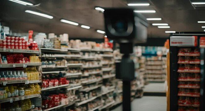 Surveillance camera in the supermarket.