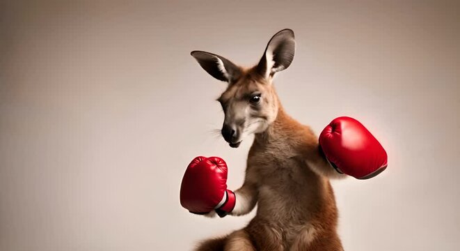 Kangaroo with boxing gloves.