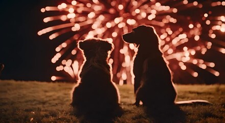 Dog watching fireworks. - Powered by Adobe