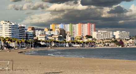 Cityscape of Villajoyosa in the province of Alicante, Spain on the Mediterranean sea.