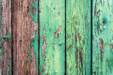 Worn green painted wooden surface background texture