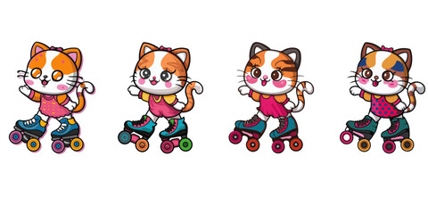 4 cute cats on roller skates
