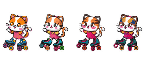 Obraz premium 4 cute cats on roller skates