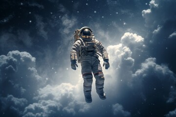 an astronaut in space floating in the sky - obrazy, fototapety, plakaty