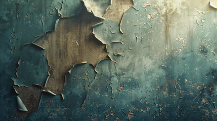 image of a wallpapered wall with a ripping texture, showing the wallpaper peeling away to reveal the wall beneath - obrazy, fototapety, plakaty