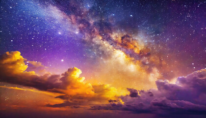 A dreamy Night sky with stars and nebula. 
