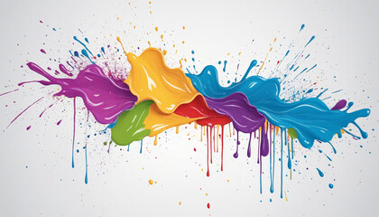Rnbow creative horizontal banner paint splatter. Design element in abstract style.  