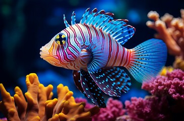 Aquatic Marine fish colorful. Animal marine. Generate Ai