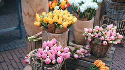 tulips in a basket