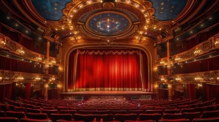 Obraz premium An Empty Theater With Red Curtains and Seats