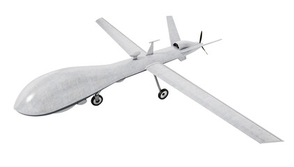 White military unmanned drone isolated on transparent background. 3D illustration