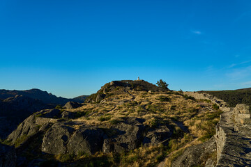 Medieval Castle Ruins of Castro Laboreiro in the mountains of northern Portugal inside Geras national park.