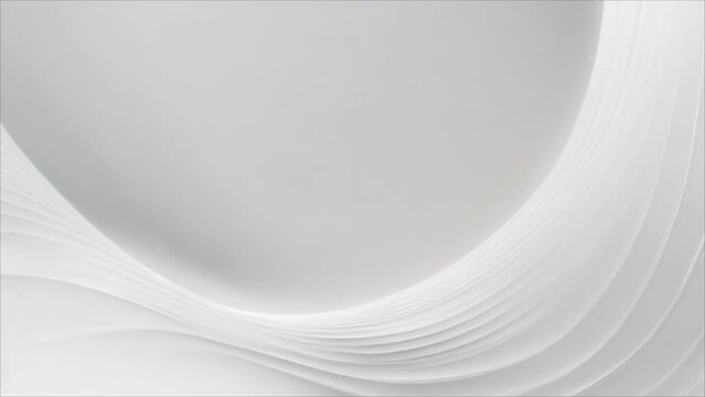 Video, abstract background. White curved lines move on a white background, background for advertising. AI generative.