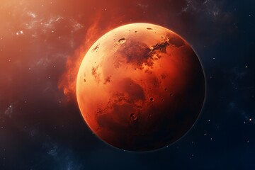 Obraz na płótnie Canvas Rocky Mars planet. Nebula desert space. Generate Ai