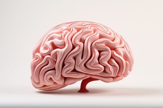 a pink brain with red lines