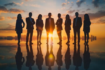 Silhouette of confident businesspeople, businessman silhouette, confident businessman, businessman standing, commercial businessman, corporate businessman, successful businessman 