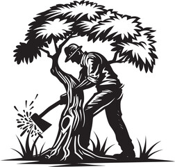 Tree Felling Expert Emblematic Design Axe Wielding Warrior Badge