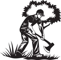 Tree Chopping Maestro Badge Axe Master Vector Symbol