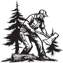 Timber Harvest Hero Mark Woodcutting Champion Logo Design
