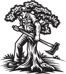 Lumberjack Legacy Insignia Forest Guardian Emblematic Design