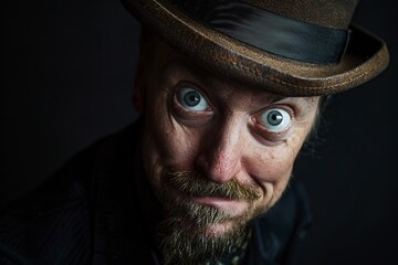 Man With Top Hat and Blue Eyes