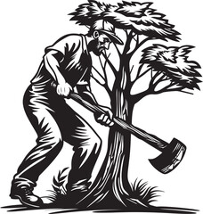 Tree Felling Expert Logo Axe Wielding Warrior Icon
