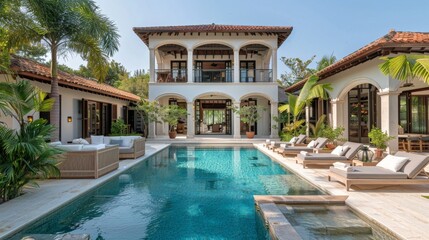 Large Swimming Pool Next to a House