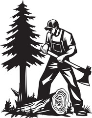 Sawn Sentinel Emblematic Tree Chopping Woodland Wonder Vector Symbol