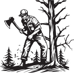 Axeman Artistry Tree Chopping Symbol BeatBox Buddy Black Logo Design Icon